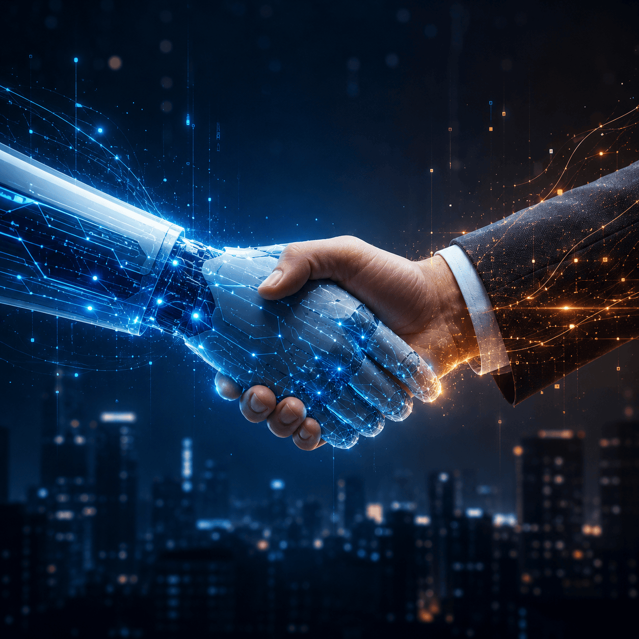 SEO VS AEO, Handshake between human and AI